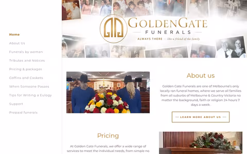 Golden Gate Funerals website