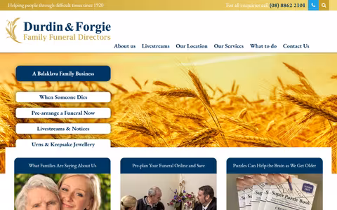 Durdin & Forgie Family Funeral Directors website