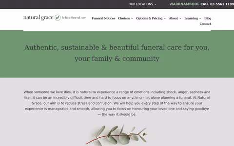 Natural Grace Holistic Funeral Care website