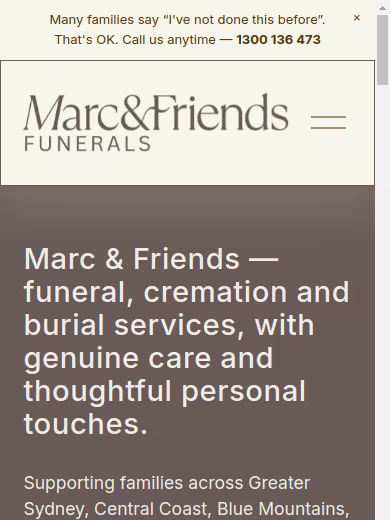 Marc and Friends Funerals website