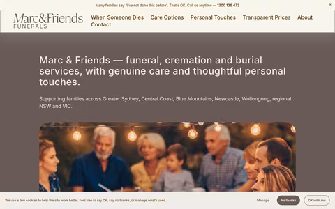 Marc and Friends Funerals website