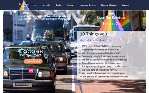Over The Rainbow Funerals - QLD website