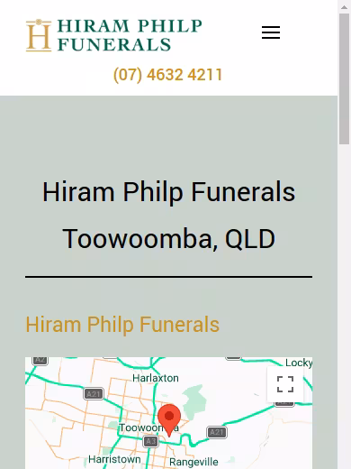 Hiram Philp Funerals Toowoomba website