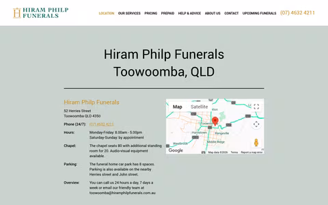 Hiram Philp Funerals Toowoomba website