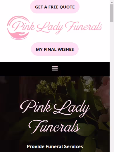 Pink Lady Funerals website