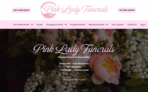 Pink Lady Funerals website