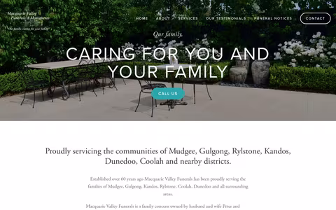 Macquarie Valley Funerals and Monuments website