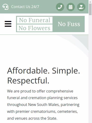 No Funeral No Flowers No Fuss - New South Wales website