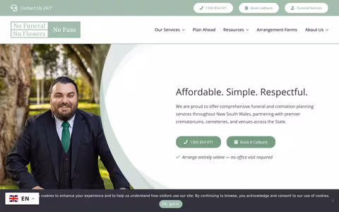 No Funeral No Flowers No Fuss - New South Wales website