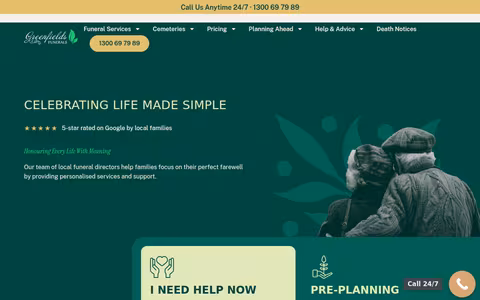 Greenfields Funerals website