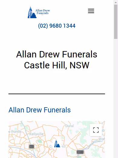 Allan Drew Funerals Castle Hill website