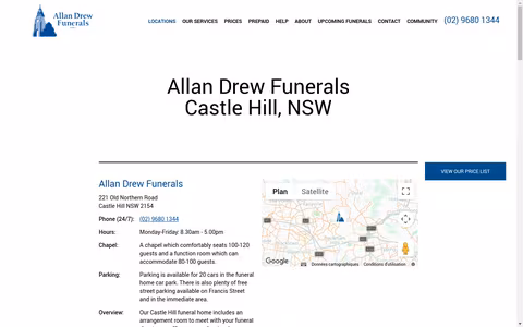Allan Drew Funerals Castle Hill website