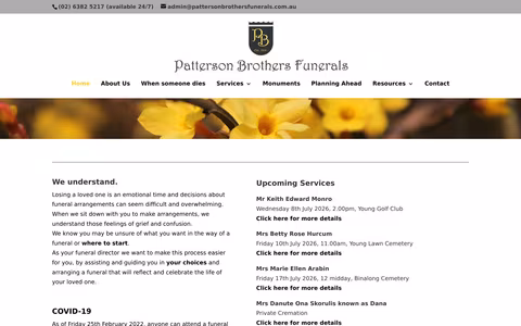 Patterson Brothers Funerals website