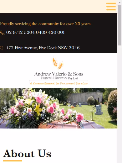 Andrew Valerio & Sons Funeral Directors website