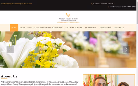 Andrew Valerio & Sons Funeral Directors website