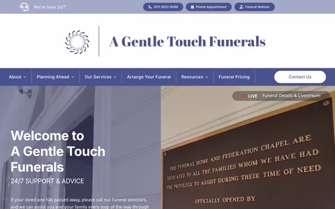 A Gentle Touch Funerals - Mudgeeraba website