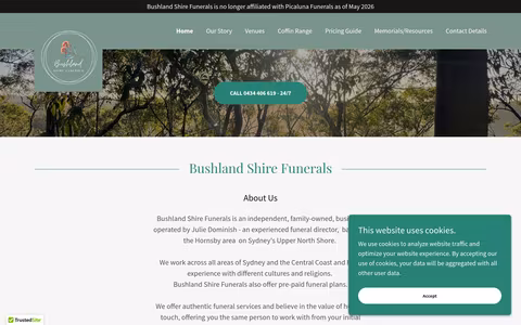 Bushland Shire Funerals website