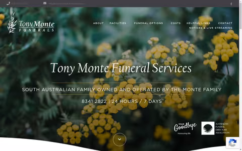 Tony Monte Funeral Services website