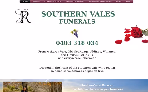 Southern Vales Funerals website