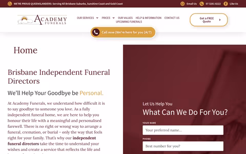 Brisbane Budget Funerals website