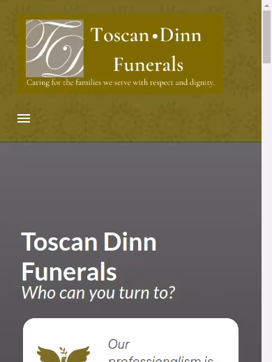 Toscan Dinn Funerals website