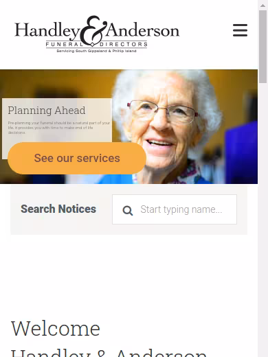 Handley and Anderson Funeral Directors website