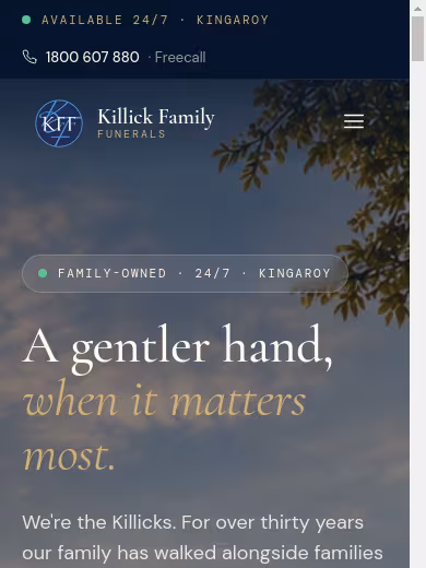 Killick Family Funerals Kingaroy website