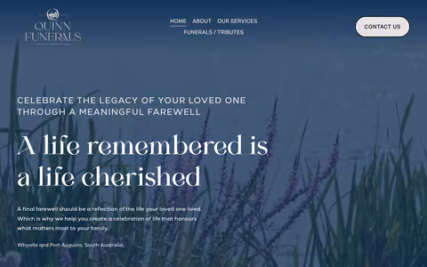 Quinn Funerals website