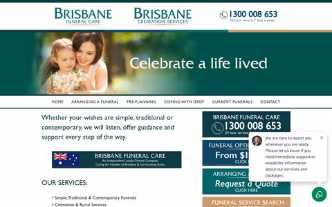 Brisbane Funeral Care website