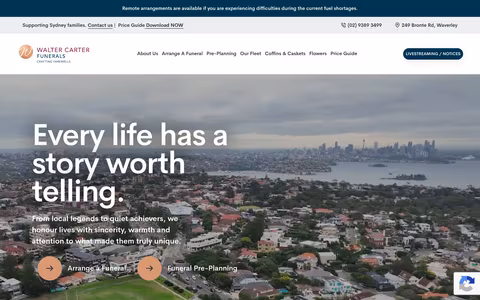 Walter Carter Funerals website
