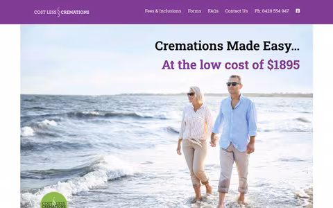 Cost Less Cremations - Melbourne Cremation Services website