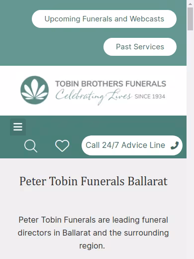 Peter Tobin Funerals website