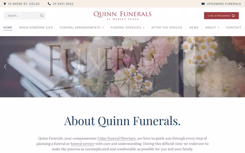 Quinn Funerals website