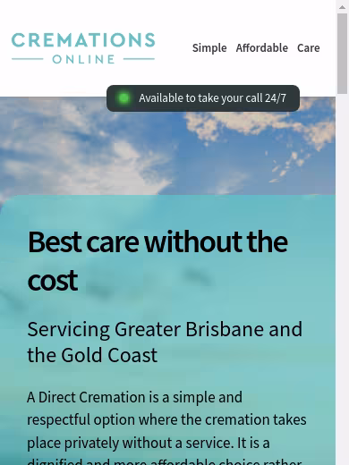 CREMATIONS ONLINE website