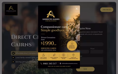 Ashes to Ashes Cremations website