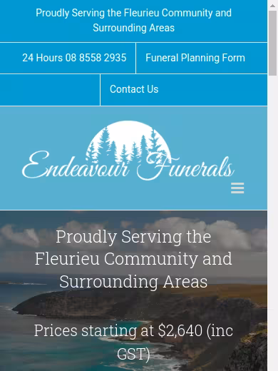 Endeavour Funerals website