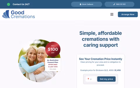 No Frills Cremations website