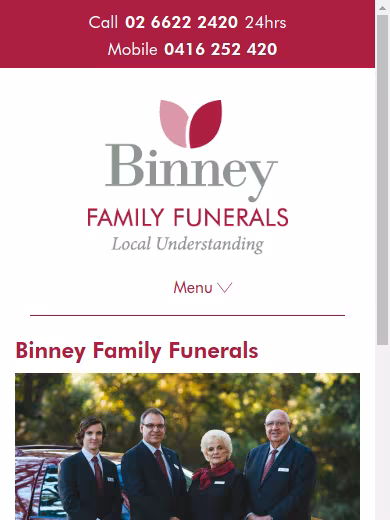 Binney Family Funerals Lismore website