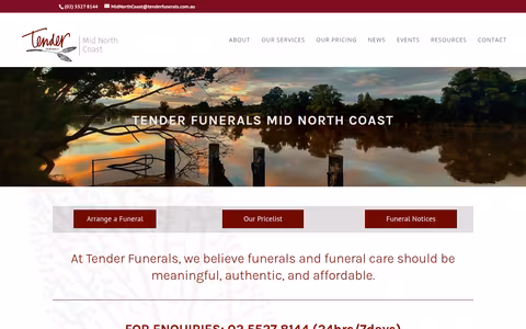 Tender Funerals website
