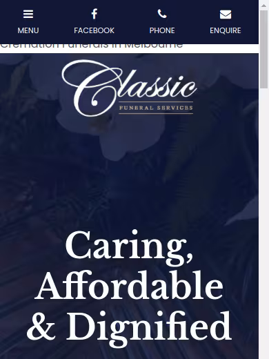 Classic Funeral Services Melbourne website
