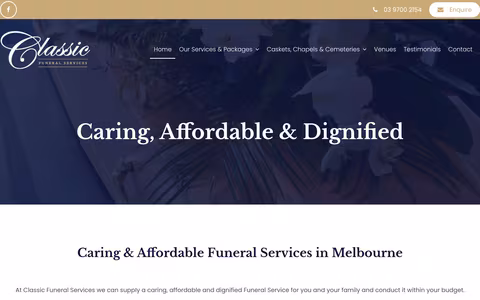 Classic Funeral Services Melbourne website
