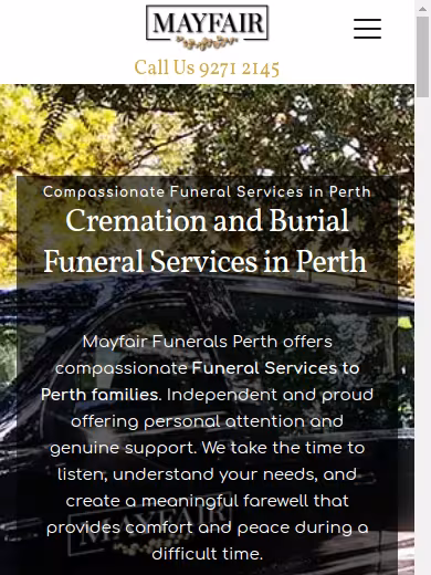 Mayfair Funeral Directors Perth website