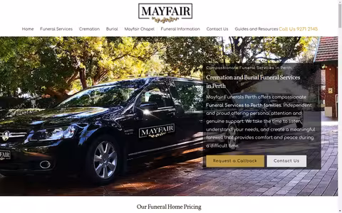 Mayfair Funeral Directors Perth website