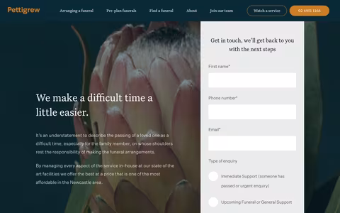 Pettigrew Family Funerals website