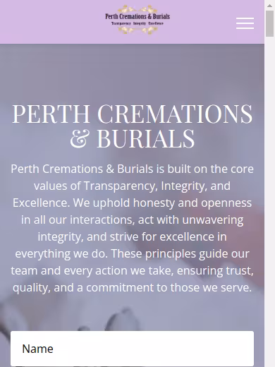 Perth Cremations & Burials website