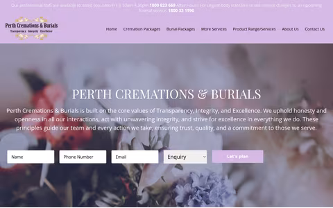Perth Cremations & Burials website