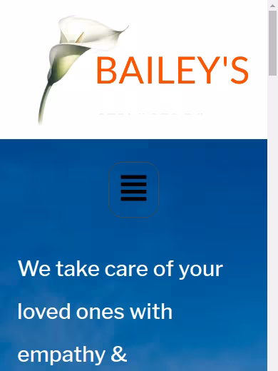 Bailey’s Funeral Services website