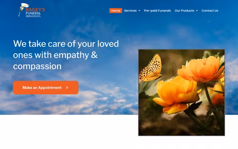 Bailey’s Funeral Services website
