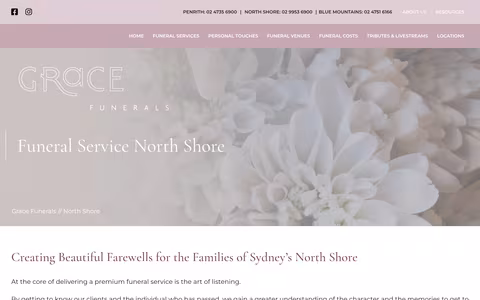 Grace Funerals - North Shore website