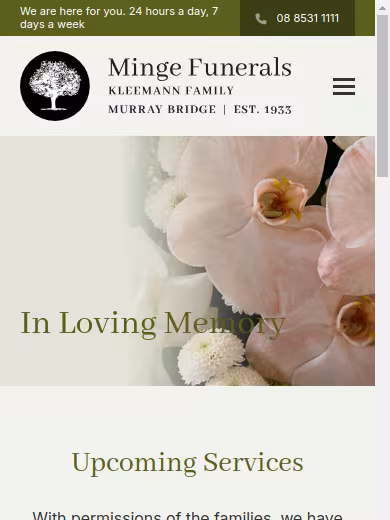 Minge Funerals Pty Ltd website